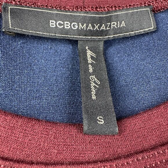 BCBGMAXAZRIA Jersey Shift Dress Gigi Size Small Short Color Block Zip Pockets - Picture 2 of 10